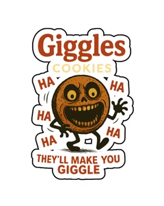 Giggles Cookies Funny Retro Parody Custom Vinyl Die Cut Sticker 3.5x2.5 - Picture 1 of 1