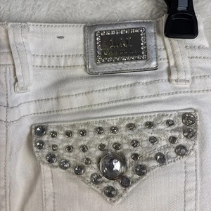 LA Idol White Rhinestone Capris Size 7 - Picture 1 of 5