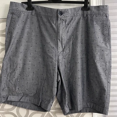 Pantalones Cortos Chinos Van Heusen Gris Azul Lunares Frente Plano 100% Algodón Para Hombre Talla 42 Foto 1 de 4