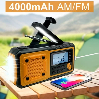 Portable Emergency Solar Radio Hand Crank AM/FM Flashlight Phone Charger 4000mAh - Image 1 of 4