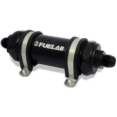 Fuelab 828 In-Line Fuel Filter Long -10AN In/Out 6 Micron Fiberglass - Black Foto 1 de 3