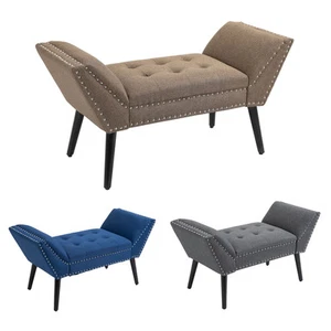Modern Upholstered Accent Bench w/Out Tilted Legs, & High-Density Sponge - Picture 1 of 34