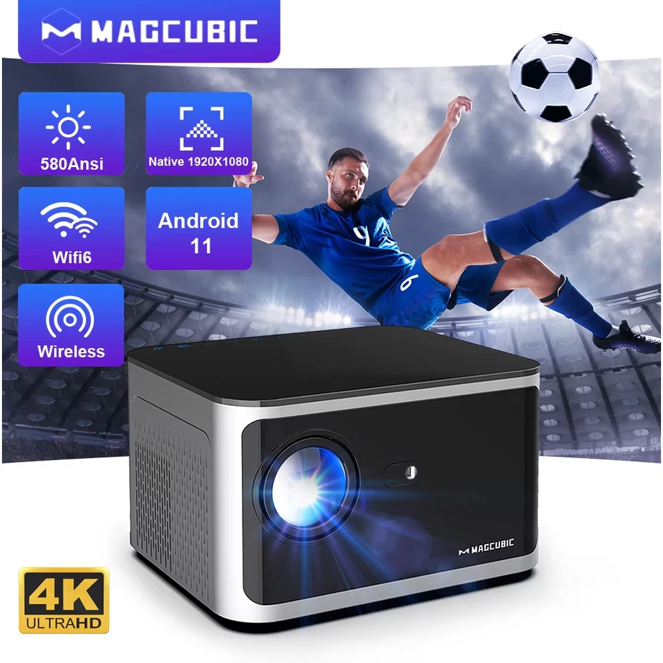 Android 11 Smart Projector Native 1080P FHD 580 ANSI WiFi 6 BT5.0 4K Support - Image 1 of 4