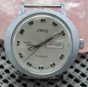 Oris Twin Date Day Wind Up 37mm Vintage Mens Wrist Watch Original Runs - Picture 1 of 7