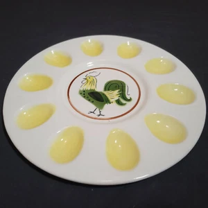 Deviled Egg Plate Serving Dish Rooster Ceramic 9.5 in. Swanky Barn - Picture 1 of 12