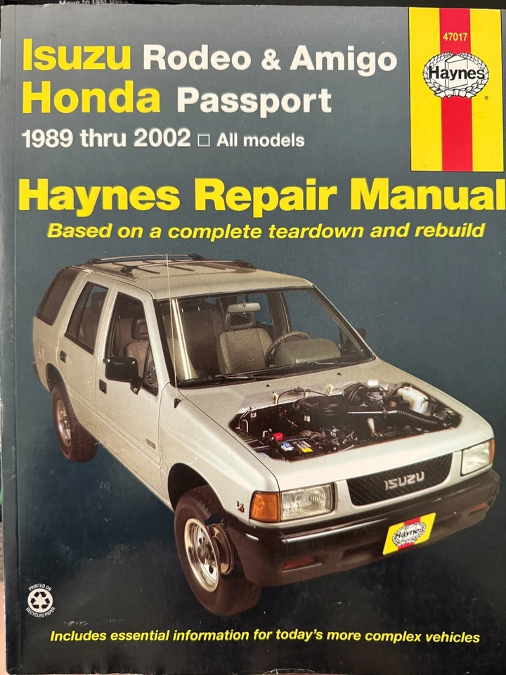 HAYNES Isuzu Rodeo, Amigo, Honda Passport 1989-2002 Service Manual 47017 - Image 1 of 1