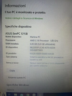 Notebook Asus Seashell 1215b. Funzionante ma riassemblato male. Come non funzion - Immagine 1 di 3