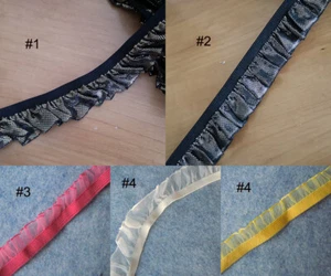 5 Yards 0,5" -1" breit elastisch Satin Organza durchsichtig Rüschen Spitzenborte 4 Farben zhj2 - Bild 1 von 6
