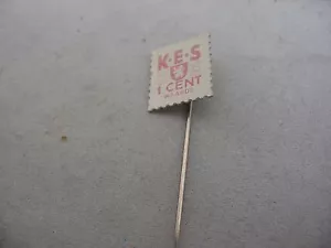 KES 1 CENT STAMP WAARDE Value Vintage Foreign Mens Hat Stick Pin Advertising - Picture 1 of 4