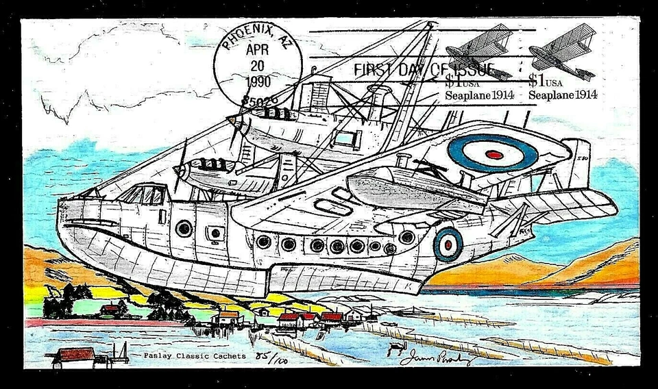 2468 $1 Stamps (1990) THE 1914 SEAPLANE FDC HD/HP - PASLAY CLASSIC CACHETS - Image 1 of 1