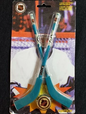 Lápices y borrador de disco de hockey vintage 1994 Pentech NHL San Jose Sharks nuevo Foto 1 de 2
