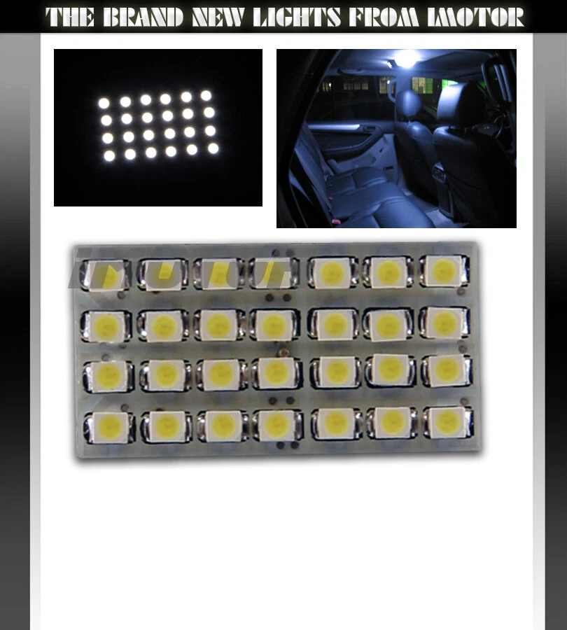 28 SMD LED BA9S/194/168/T10 Adapter Dome Map Interior Trunk Courtesy Light White - Image 1 of 1