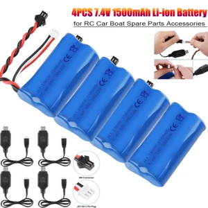 Paquete de baterías de iones de litio de 7,4 V 1500 mAh enchufe 15C SM para RC Cas barco repuesto carga USB DE - Imagen 1 de 40