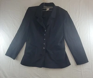 J Jill Wool Blazer Jacket Womens Size 12 Long Sleeve Black Business  - Picture 1 of 10