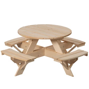 Wooden Kids Picnic Table Bench with Backrest, Outdoor Children's Backyard Table - Picture 1 of 9