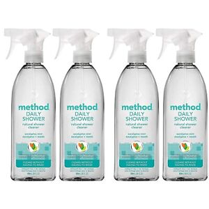 4 Pack Method Daily Shower Cleaner Spray 28oz Eucalyptus Mint - Free Shipping!
