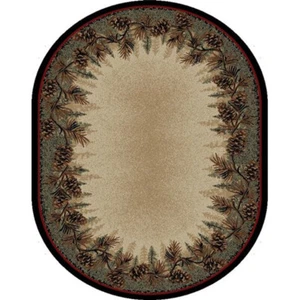 5'3" x 7'3" Oval Cabin Pinecone Leaves Rustic Lodge Area Rug  - Picture 1 of 2