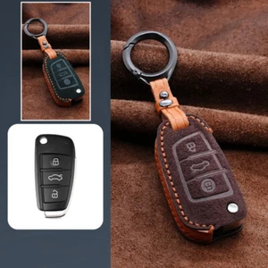 Suede Leather Car Key Fob Case Cover For Audi A3 S3 TT A4 S4 RS4 A6 S6 RS6 Q5 Q7 - Picture 1 of 9