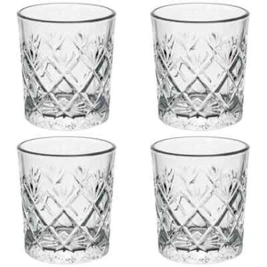 Set of 4 Whiskey Glasses Cut Glass Scotch Rum Drinking Tumblers Clear Set 230ml - Picture 1 of 4