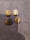 Four Vintage Waterbury Button Co Gold Toned Metal Buttons Eagle Military 1" Rnd