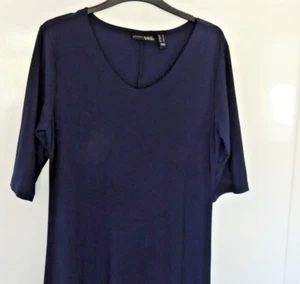 NEW ATTITUDES RENEE ROUND NECK A LINE ELBOW SLEEVE NAVY MAXI DRESS SIZE MEDIUM - Picture 1 of 4