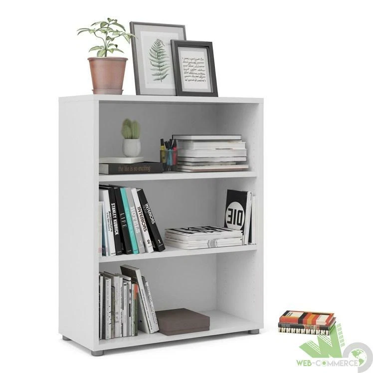 KIT LIBRERIA SCAFFALE UFFICIO 2 RIPIANI BIANCO PRIMA CM. 80X40X113H TVILUM - Immagine 1 di 4