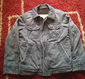Hollister Carpinteria Sherpa gefüttert Militärstil anthrazitgrau Canvas Mantel S - Bild 1 von 8