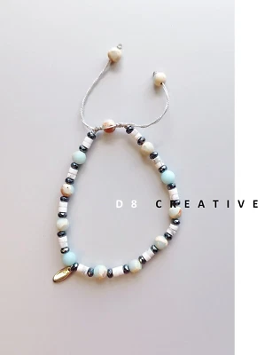 Nuevo Pulsera Hombre Aqua Terra Jaspe con Hematita y Howlita Acero Inoxidable Foto 1 de 4