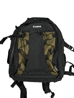 Canon Deluxe Camera Photo Backpack Black Olive Green Nylon Bag 200EG  - Image 1 of 2