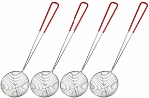 4x Fondue-Sieb Ø7,5cm L29cm silberfarben, Sieblöffel für Feuertopf, Mongolentopf - Bild 1 von 2