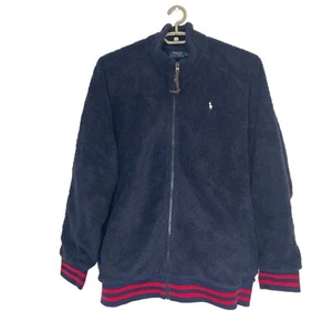 Polo Ralph Lauren Sherpa Fleece Navy Blue Red Sweater Pullover Full Zip Sz XXL - Bild 1 von 9