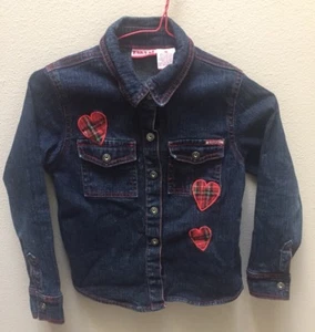 Kids Girls Zana Di Embellished Blue Jean Jacket Size 6 Denim Patchwork Hearts - Picture 1 of 7