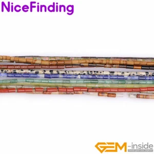 2x4mm Assorted Stone Natural Column Tube Cylinder Spacer Bead Jewelry Making 15" - Picture 1 of 72