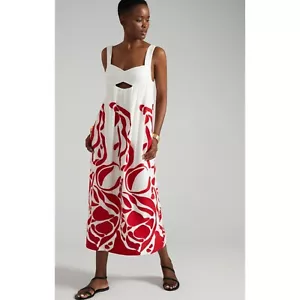 Anthropologie Front Cutout Tropical Senorita Maxi Dress Size Medium Petite - Picture 1 of 7