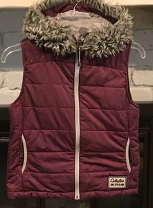 Damen Cabela’s lila Fleece gefütterte gefütterte gefütterte Weste Kunstfell Kapuze Jacke S/P - Bild 1 von 6