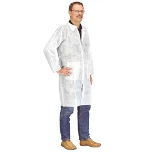Mediware Einmal-Besucherkittel - PP Non-Woven Kragen 2 Taschen Weiß Universal - Bild 1 von 2