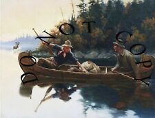 ANTIQUE REPRODUCTION FRANK STICK PHOTOGRAPH PRINT CANOE MOOSE HUNTING
