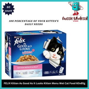 Felix As Good As It Looks - Kitten Menus, 60 pouches x 85g NEW - Picture 1 of 3