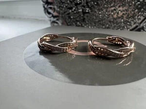 Pandora Sparkling Hoop twisted Earrings rose gold S925 - Picture 1 of 3