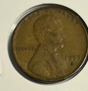 1953 S Wheat Penny with “S” Error & Letters In God We Trust (295) - Picture 1 of 2
