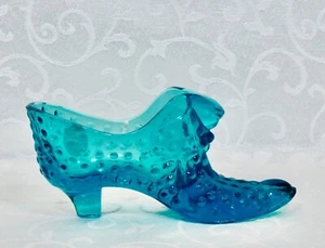 Fenton, Katzenpantoffel, Hobnail, Blue Lagoon Glas. - Bild 1 von 8