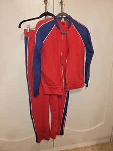 Vintage 80s G Casual Sweatpants Jogger Set Womens Hoodie Set Colorblock Retro S - Picture 1 of 10