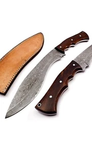 Custom Handmade Kukri Knife Damascus Steel Full Tang Handle With Scabbard 15" - Picture 1 of 5