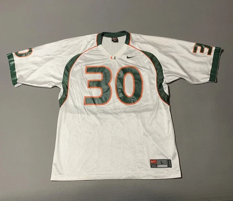 Vintage Miami Hurricanes Jersey Adult Large White Nike Team Apparel #30 Mens Cover