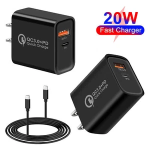 Fast Wall Charger Adapter US Plug PD 20W USB-C Type C Cable For iPhone 16 series - Picture 1 of 33