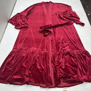 Women’s Red Velour Bell Sleeve Tie Waist Long Costume Robe Size L-XL - Picture 1 of 7