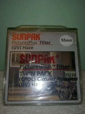 55MM TWIN PAK (SUNPAK BRAND) FILTER NEW! CIRCULAR POLARIZER & UV HAZE - Image 1 of 4