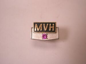 -MVH 1/5 10K Gold w/ Pink Stone & 1/20 12K Clasp Vintage CTO Tie Tack Lapel Pin