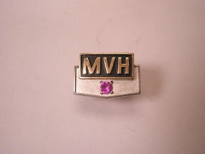 MVH 1/5 10K Gold Pink Stone & 1/20 12K Clasp Vintage CTO Tie Tack Lapel Pin v39 - Image 1 of 4