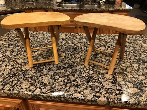 Lot Of 2  VTG 1950s NEVCO Fold N Carry Stool Milking YUGOSLAVIA  12”x 8.5”x9.5" Cover